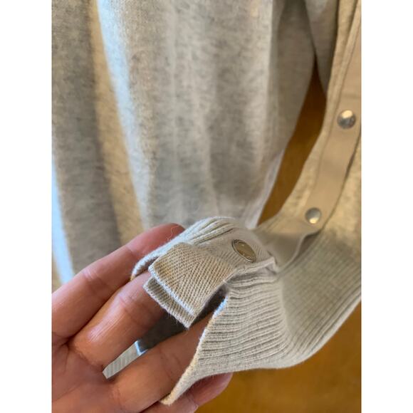 All Saints Suzie Small Snap Sleeve Gray Women's Sweater - Picture 4 of 6